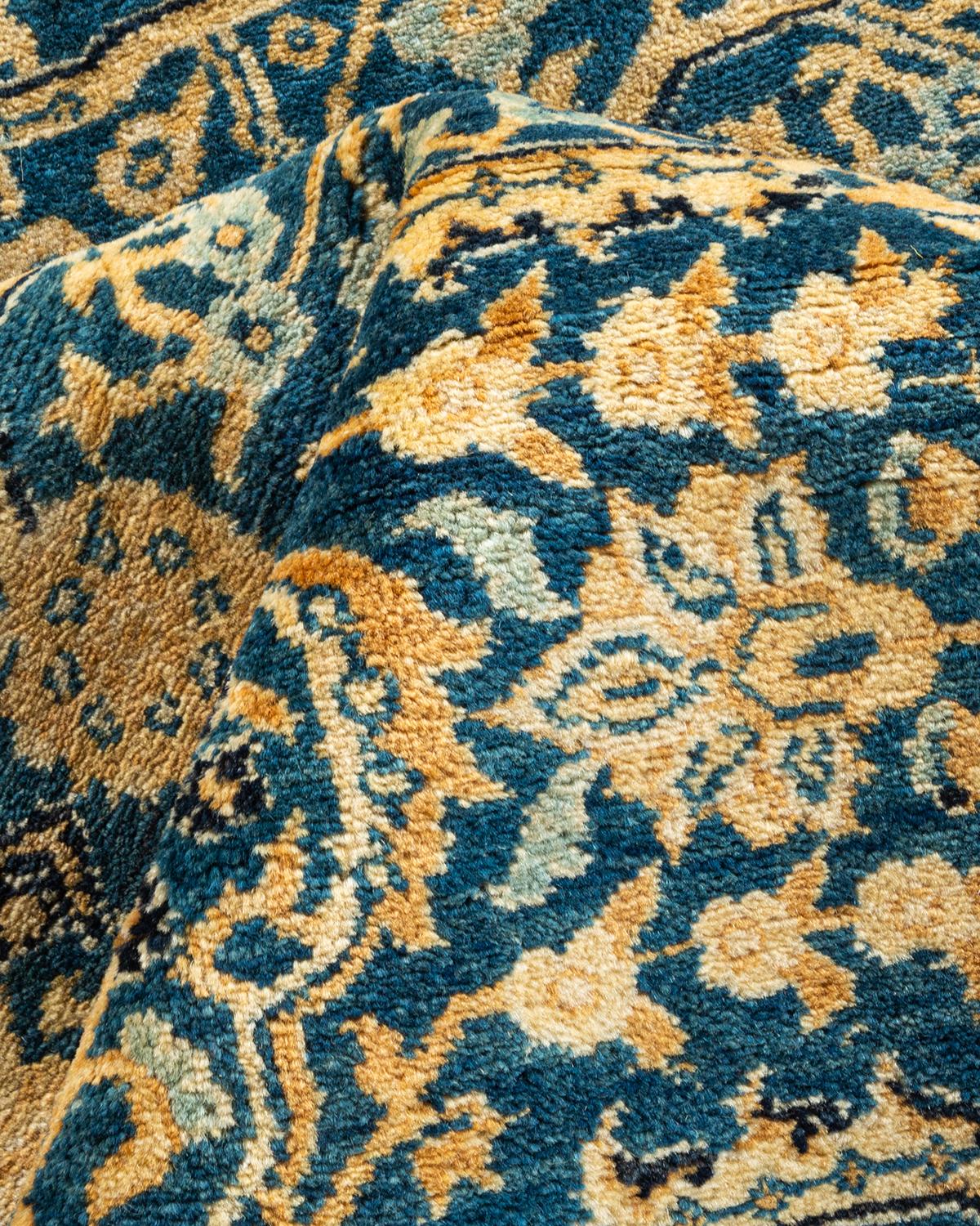 Handgeknüpfter orientalischer Mogulblauer Teppich, Unikat, Unikat im Angebot 1