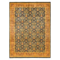 Tapis unique noué à la main Oriental Mogul bleu, unique en son genre