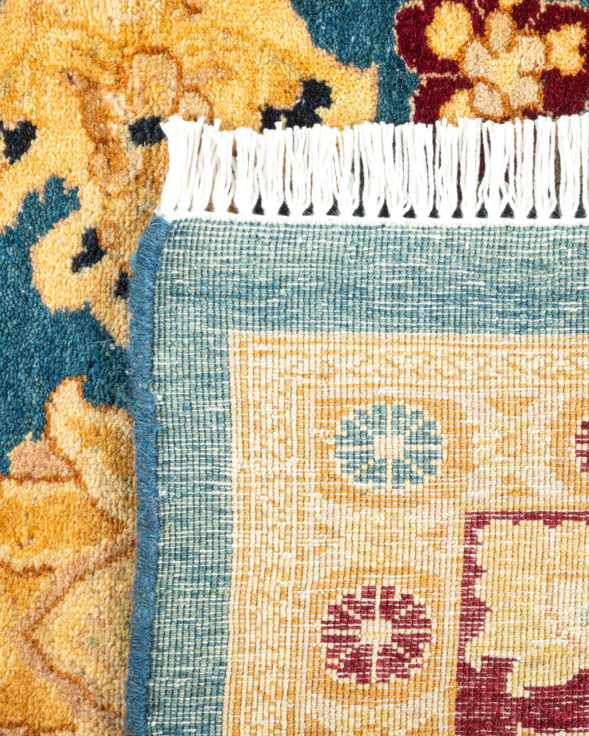 Handgeknüpfter orientalischer Mogulblauer Teppich, Unikat, Unikat (21. Jahrhundert und zeitgenössisch) im Angebot