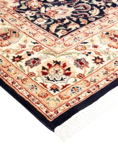 Handgeknüpfter orientalischer Mogulblauer Teppich, Unikat, Unikat