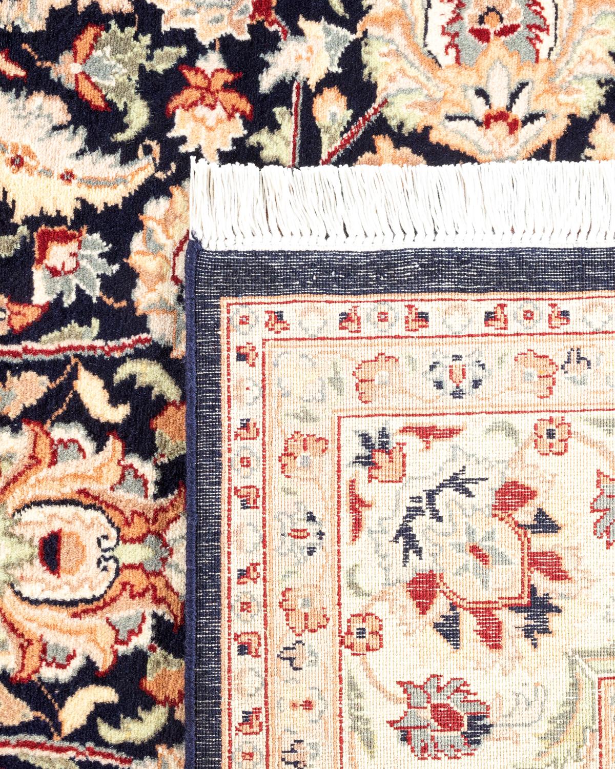 Contemporary One-Of-A-Kind Hand Knotted Oriental Mogul Blue Area Rug For Sale