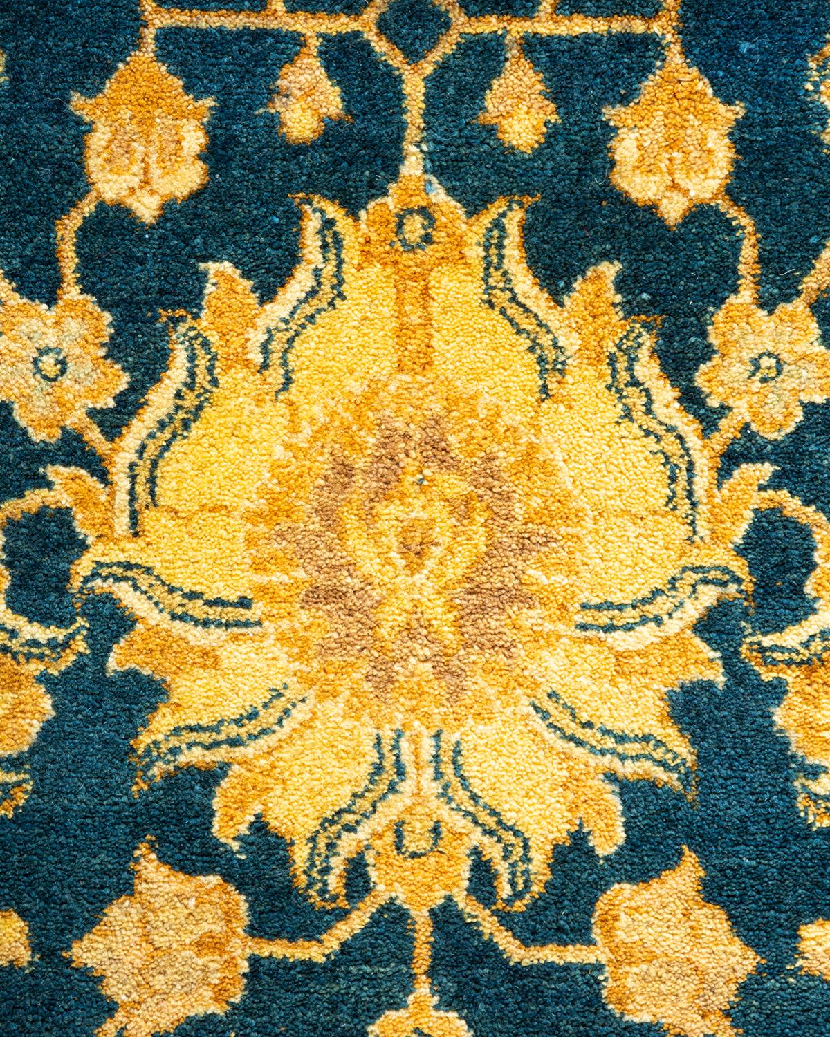 Pakistani One-of-a-kind Hand Knotted Oriental Mogul Blue Area Rug For Sale