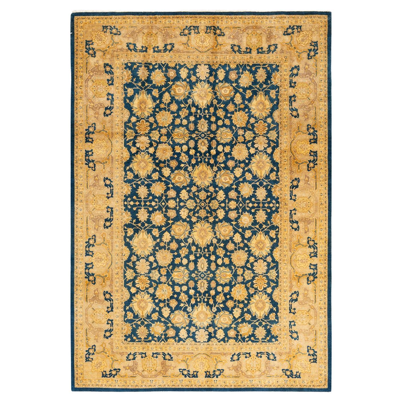 One-of-a-kind Hand Knotted Oriental Mogul Blue Area Rug