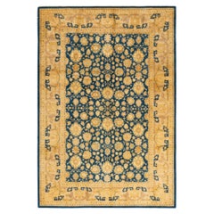 One-of-a-kind Hand Knotted Oriental Mogul Blue Area Rug