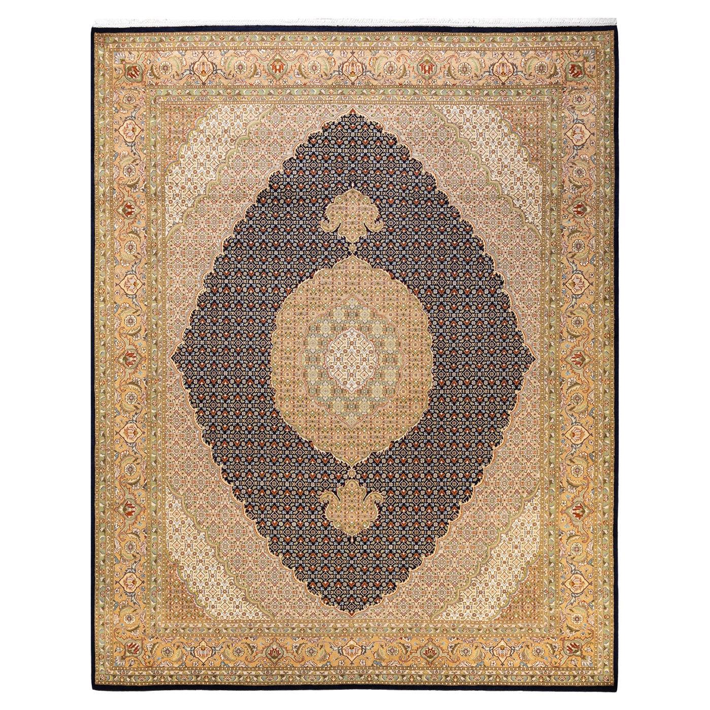 One-of-a-kind Hand Knotted Oriental Mogul Blue Area Rug For Sale