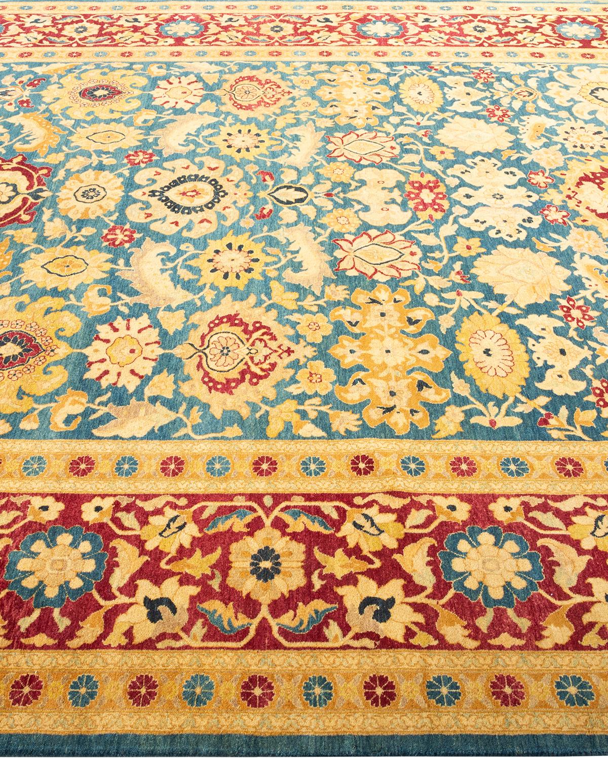 One-Of-A-Kind Hand Knotted Oriental Mogul Blue Area Rug In New Condition For Sale In Norwalk, CT