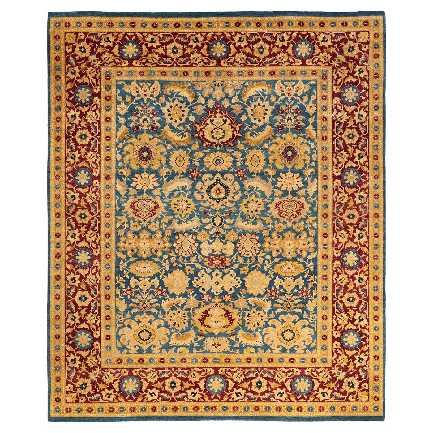 One-Of-A-Kind Hand Knotted Oriental Mogul Blue Area Rug For Sale