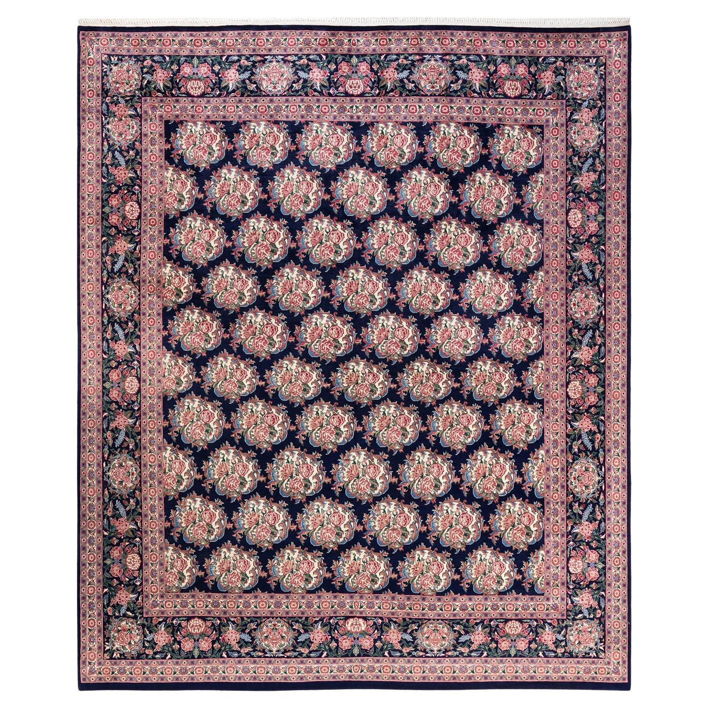 One-of-a-kind Hand Knotted Oriental Mogul Blue Area Rug For Sale