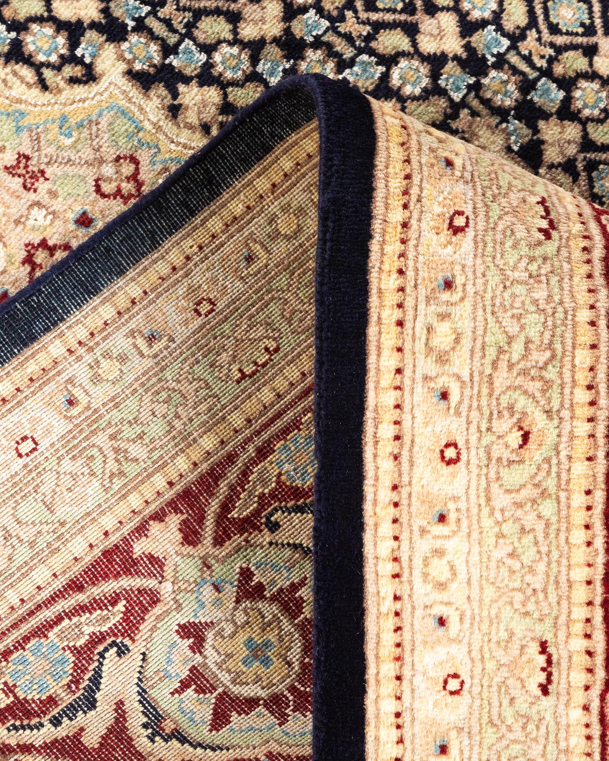 Handgeknüpfter orientalischer Mogul-Blauer Teppich, Unikat (Wolle) im Angebot
