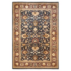 One-of-a-kind Hand Knotted Oriental Mogul Blue Area Rug