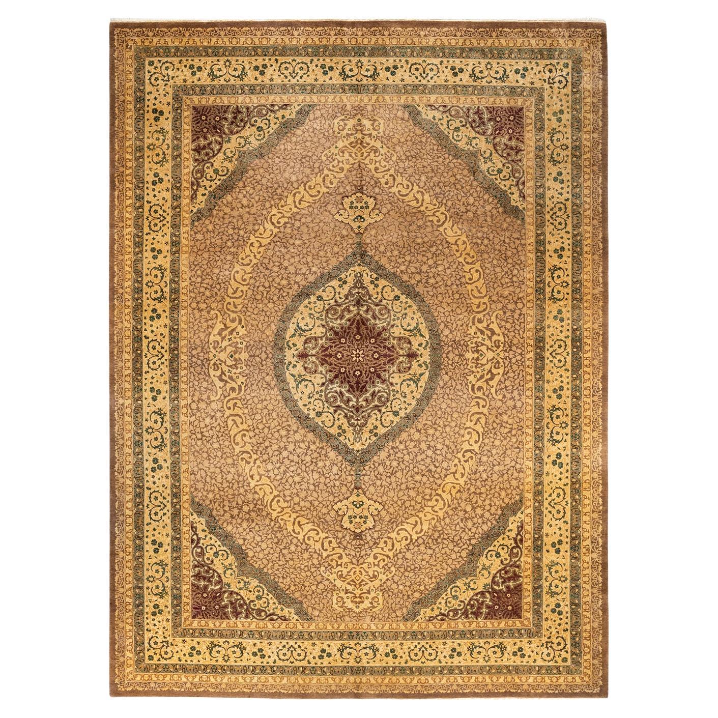 One-Of-A-Kind Hand Knotted Oriental Mogul Brown Area Rug For Sale