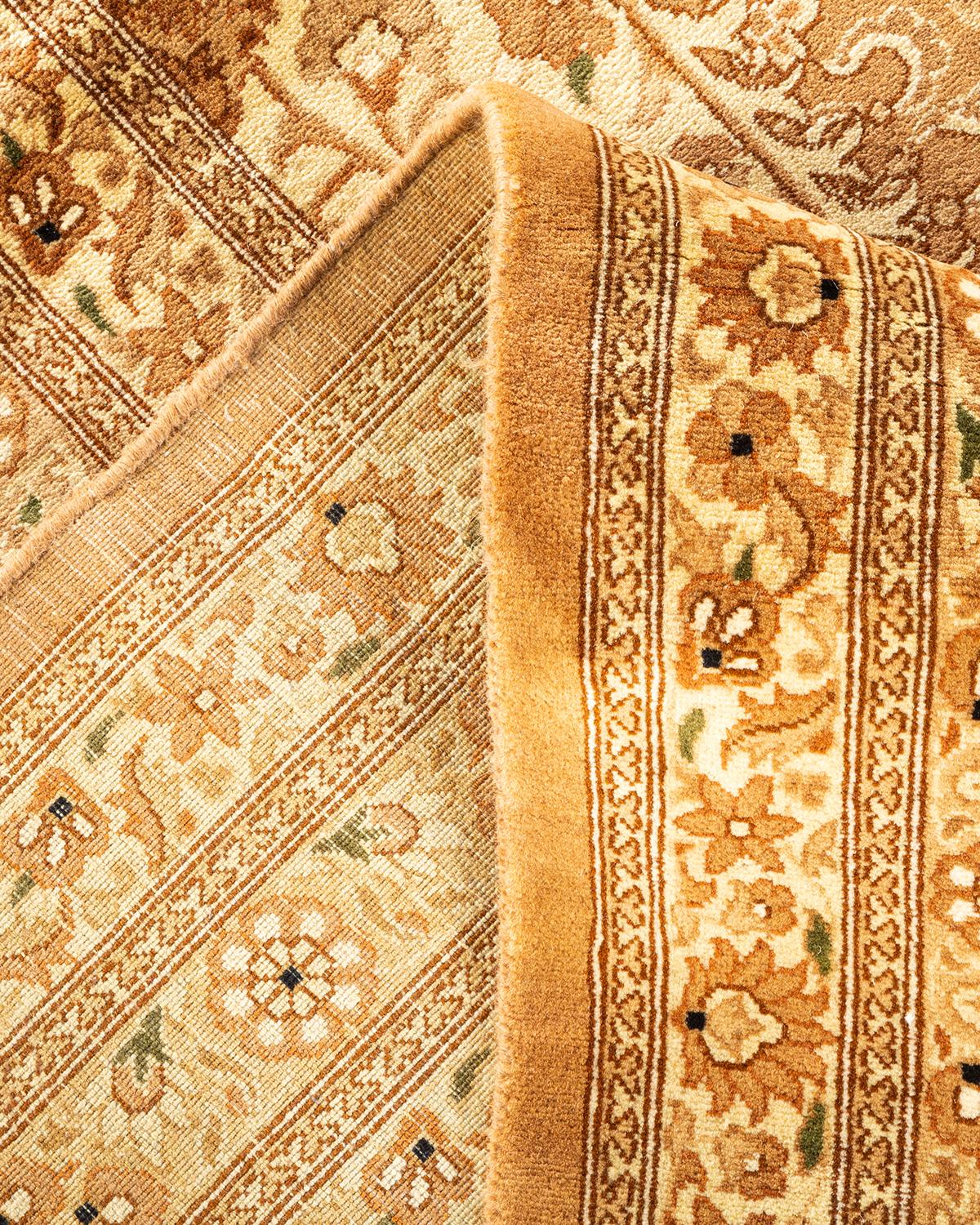 Handgeknüpfter orientalischer Mogul-Teppich in Braun, Unikat (Wolle) im Angebot