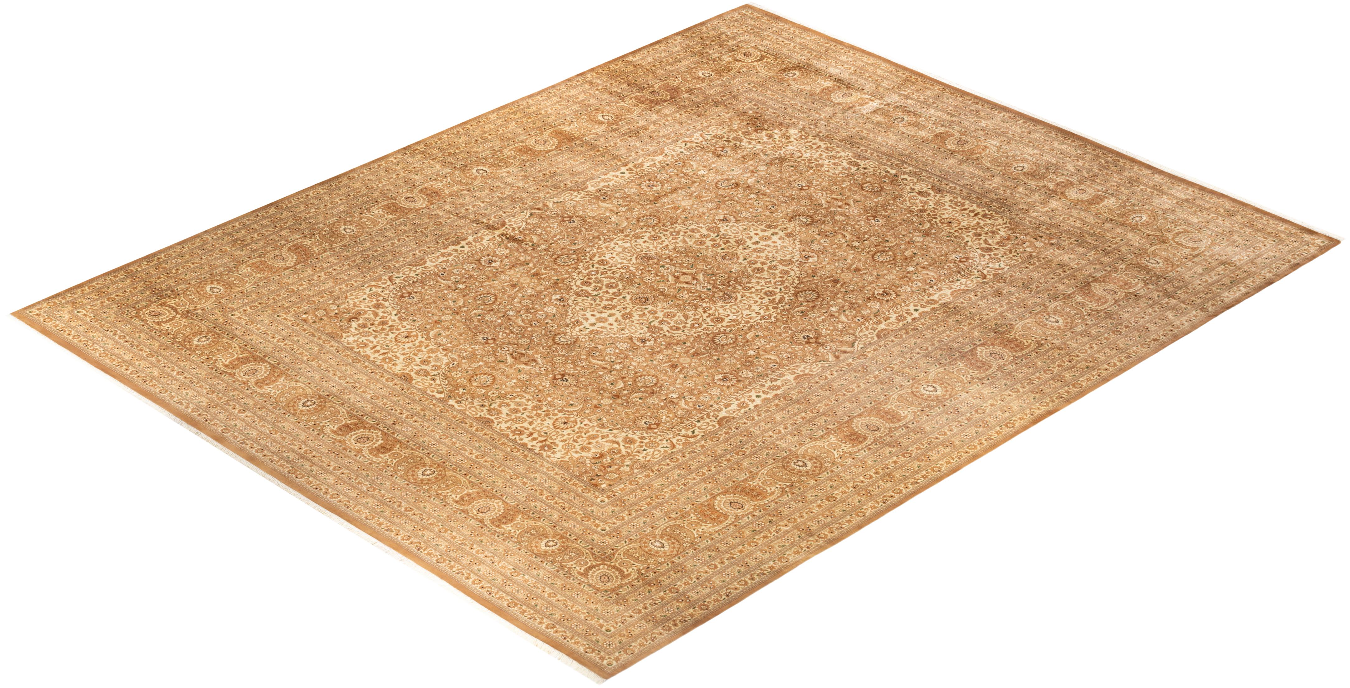 Handgeknüpfter orientalischer Mogul-Teppich in Braun, Unikat im Angebot 2