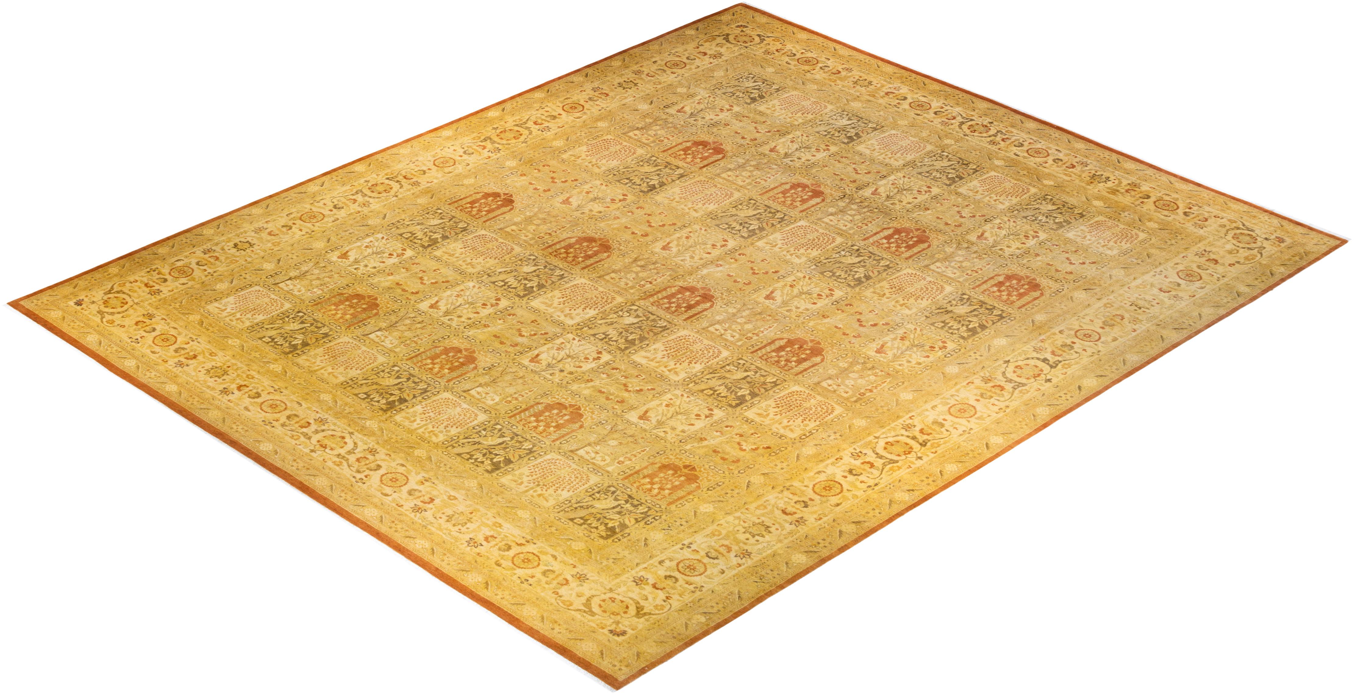 One-of-a-kind Hand Knotted Oriental Mogul Brown Area Rug For Sale 2