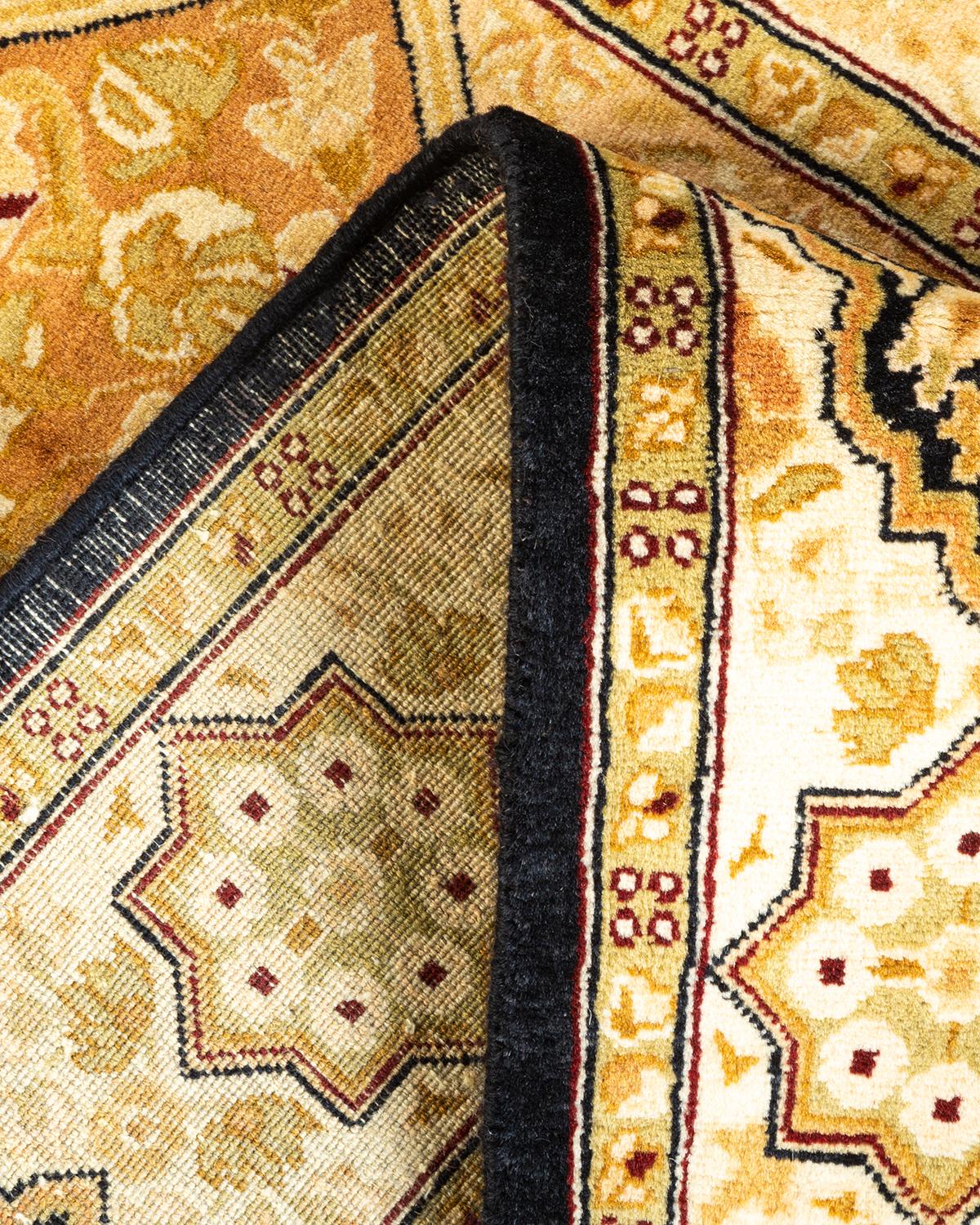 Handgeknüpfter orientalischer Mogul-Teppich in Braun, Unikat (Wolle)