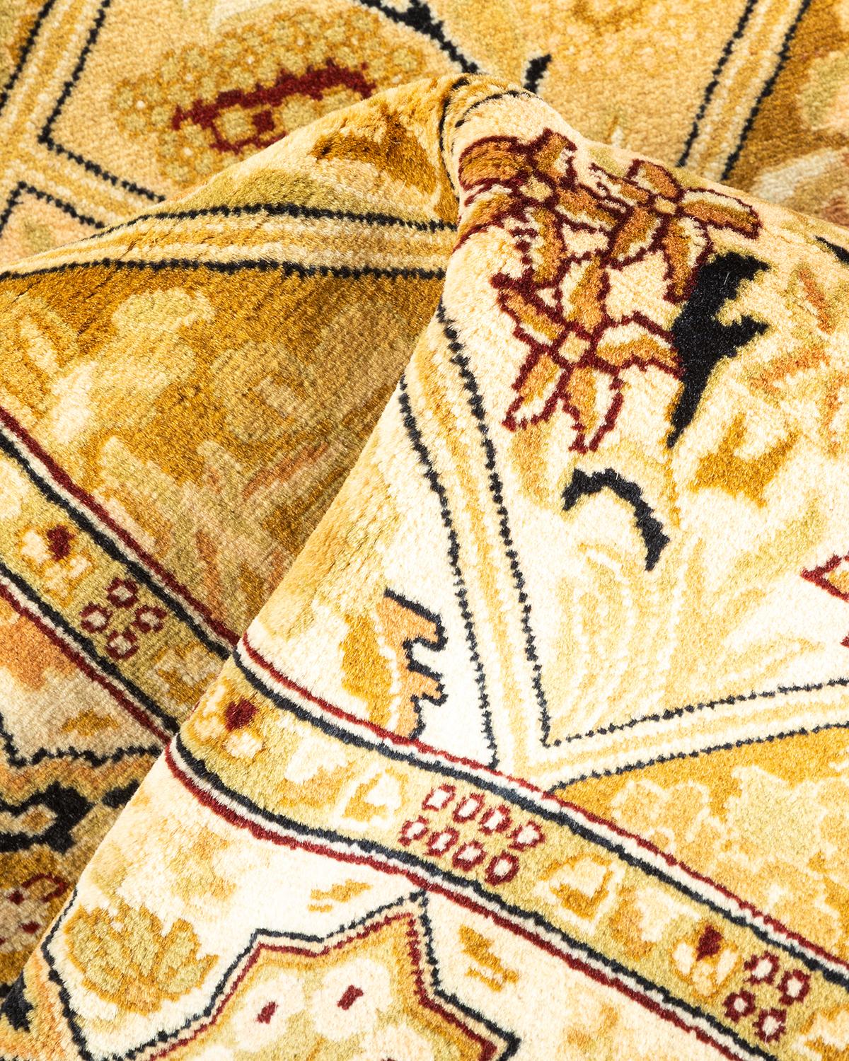 Handgeknüpfter orientalischer Mogul-Teppich in Braun, Unikat 1