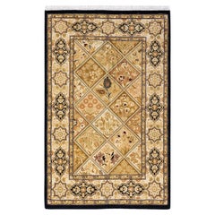 Handgeknüpfter orientalischer Mogul-Teppich in Braun, Unikat