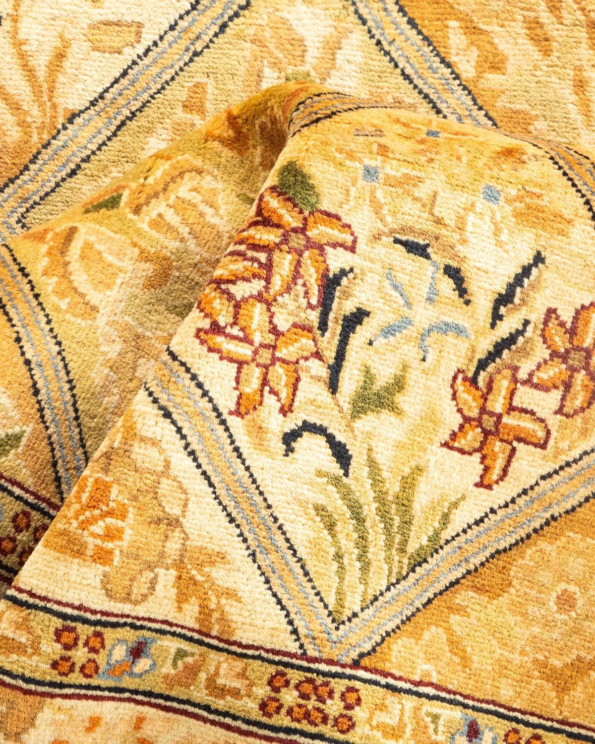 Handgeknüpfter orientalischer Mogul-Teppich in Braun, Unikat 1