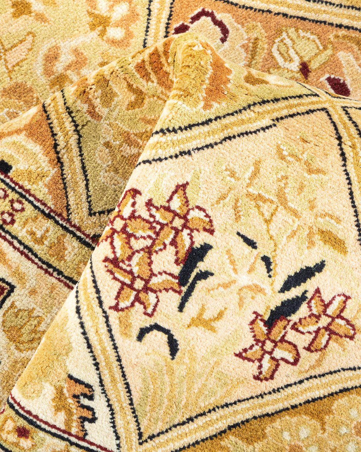 Handgeknüpfter orientalischer Mogul-Teppich in Braun, Unikat 1
