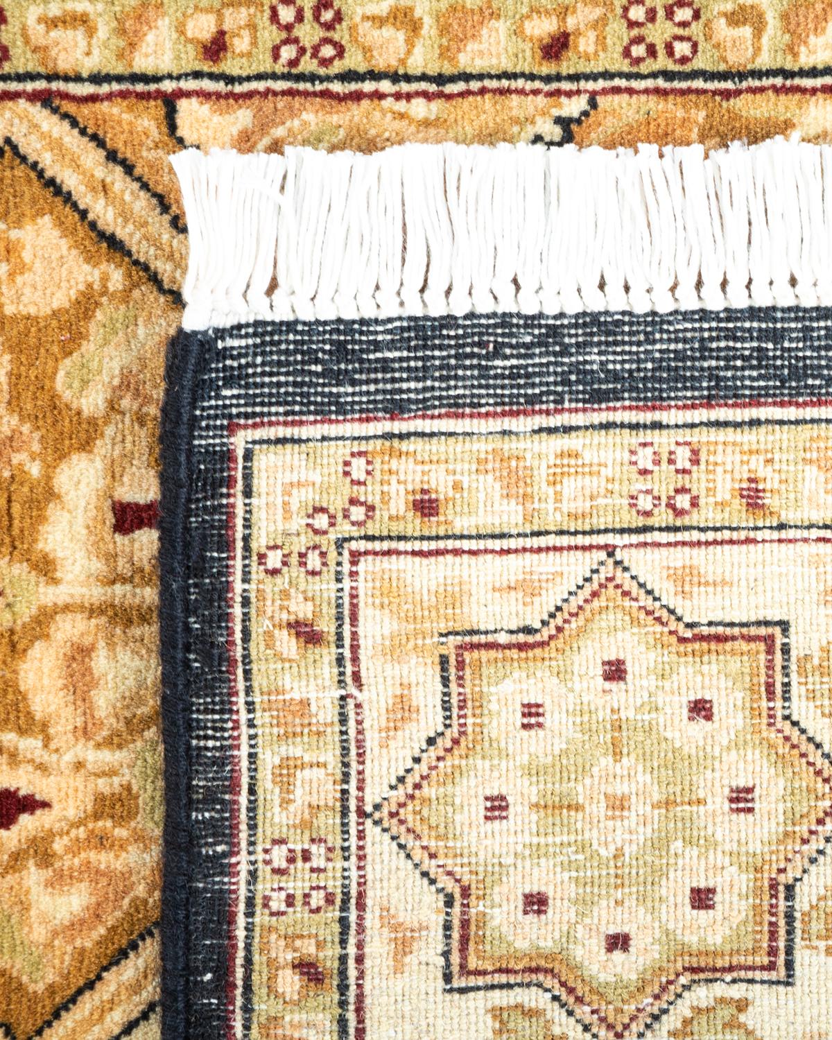 Handgeknüpfter orientalischer Mogul-Teppich in Braun, 2' 8 Zoll x 4' 2 Zoll, Unikat (21. Jahrhundert und zeitgenössisch)