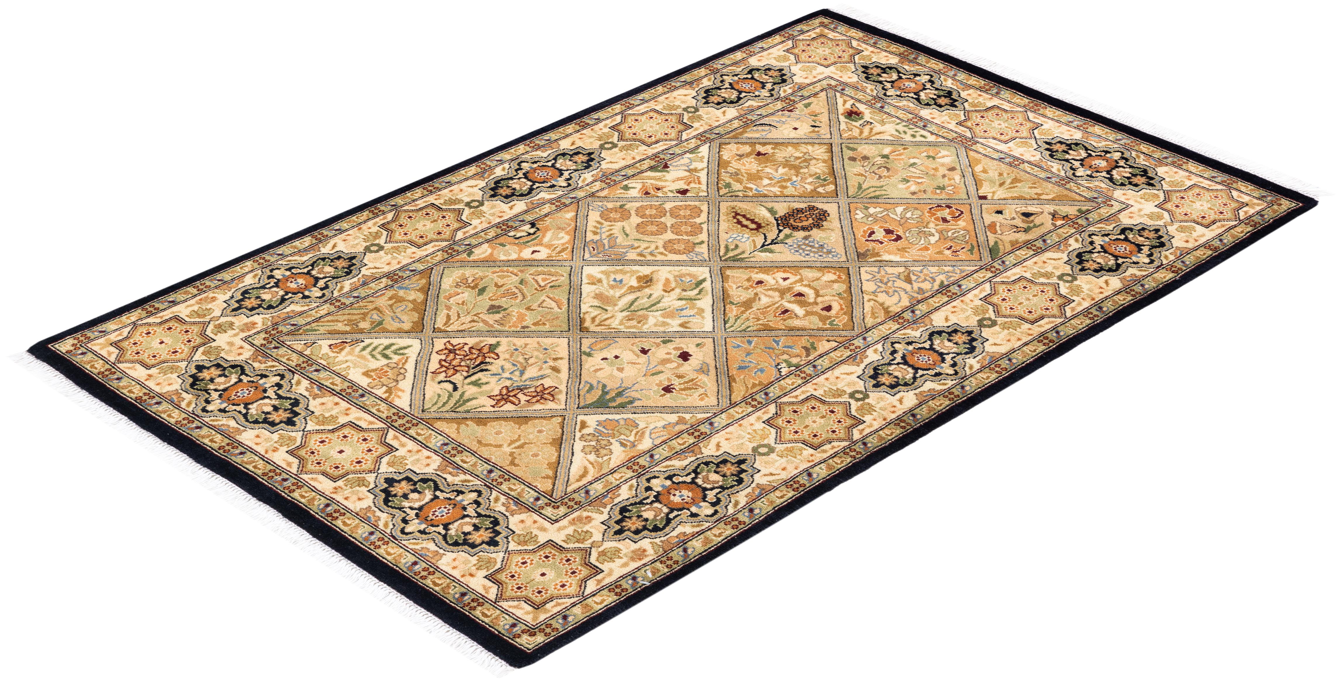 Handgeknüpfter orientalischer Mogul-Teppich in Braun, 2' 8 Zoll x 4' 3 Zoll, Unikat 2