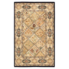 Handgeknüpfter orientalischer Mogul-Teppich in Braun, 2' 8 Zoll x 4' 3 Zoll, Unikat