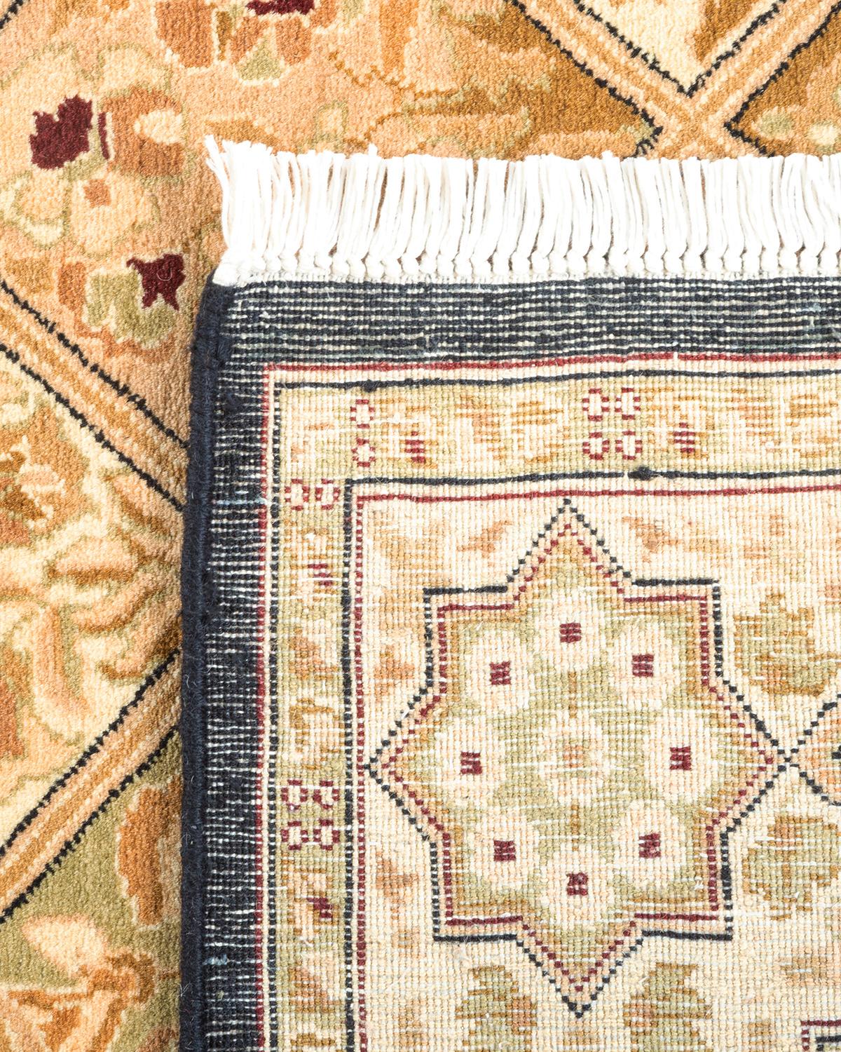 Handgeknüpfter orientalischer Mogul-Teppich in Braun, Unikat (21. Jahrhundert und zeitgenössisch)