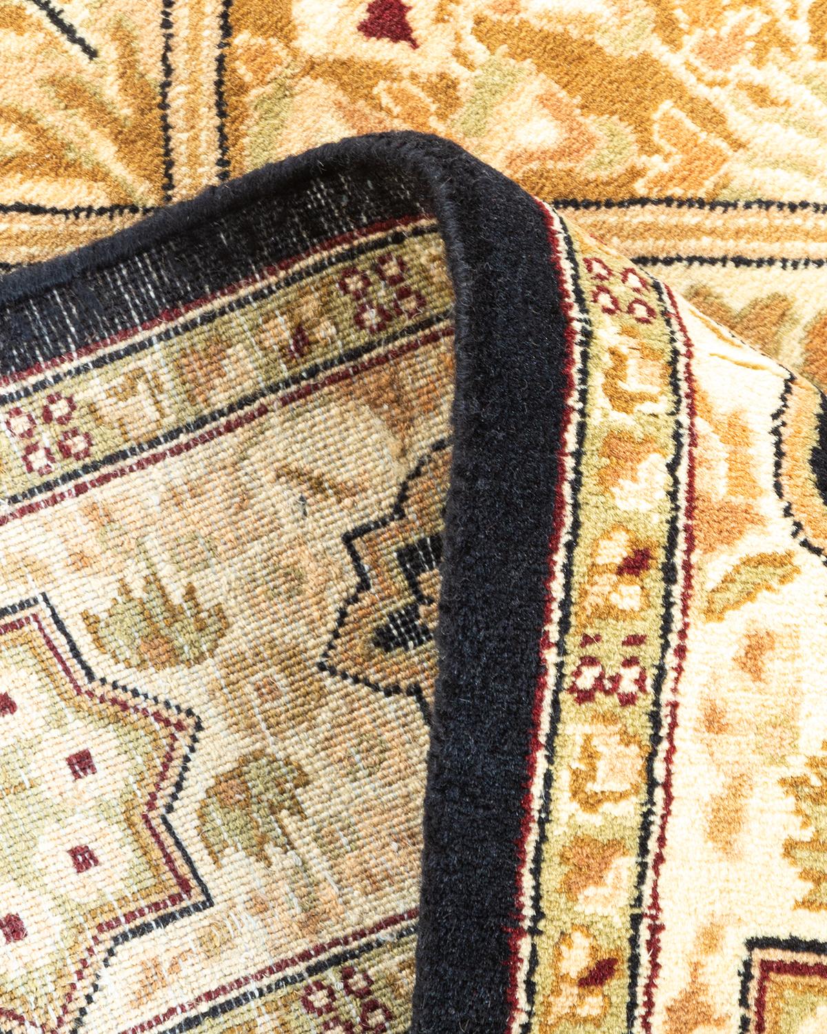 Handgeknüpfter orientalischer Mogul-Teppich in Braun, Unikat (Wolle)