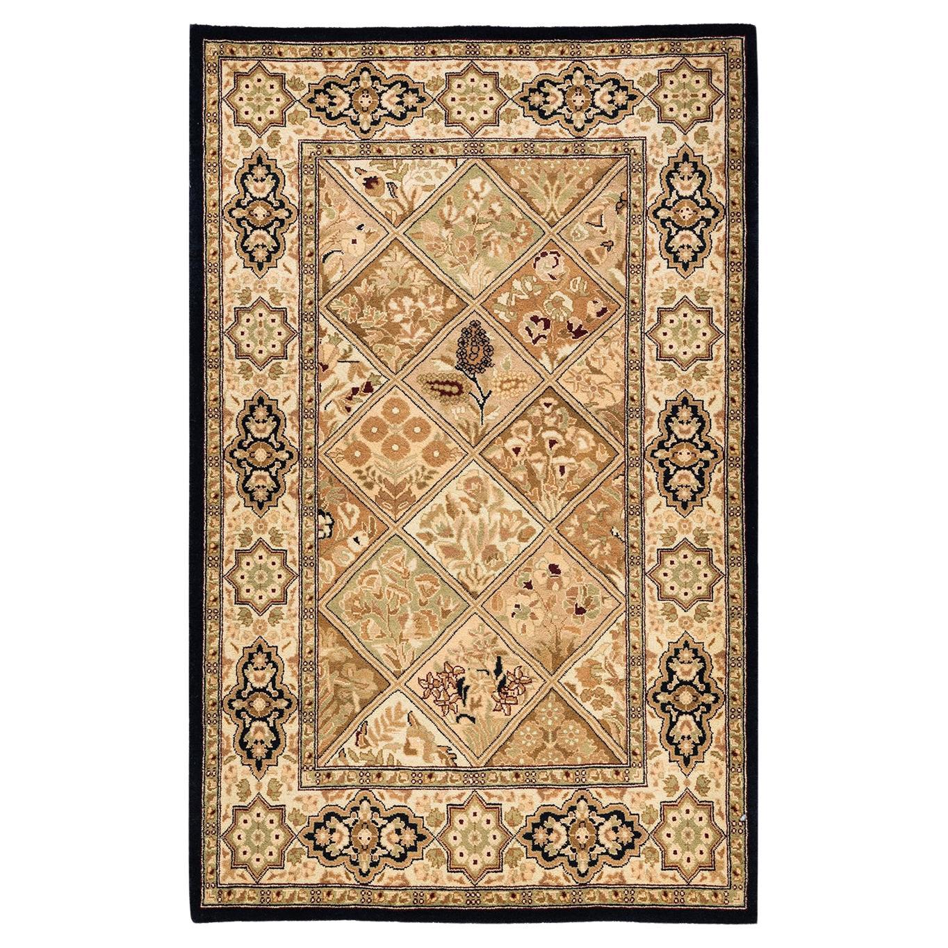 Handgeknüpfter orientalischer Mogul-Teppich in Braun, Unikat