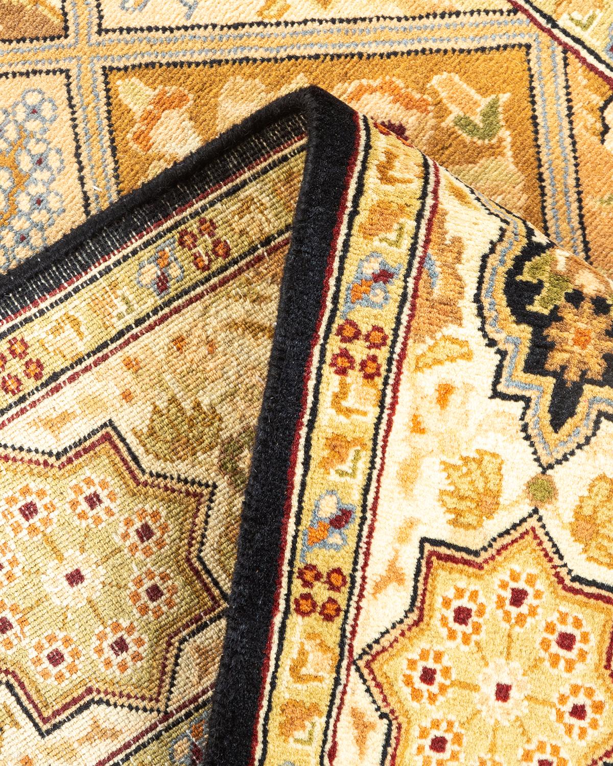 Handgeknüpfter orientalischer Mogul-Teppich in Braun, Unikat (Wolle)