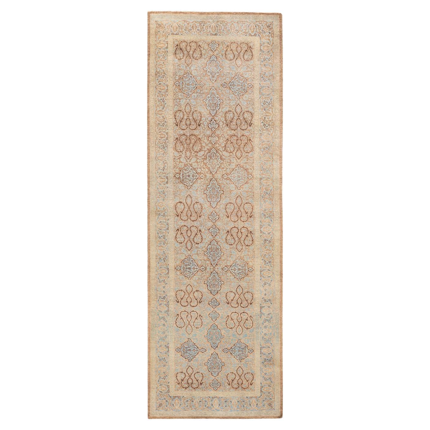 One-Of-A-Kind Hand Knotted Oriental Mogul Brown Area Rug 3' 0" x 9' 1" For Sale