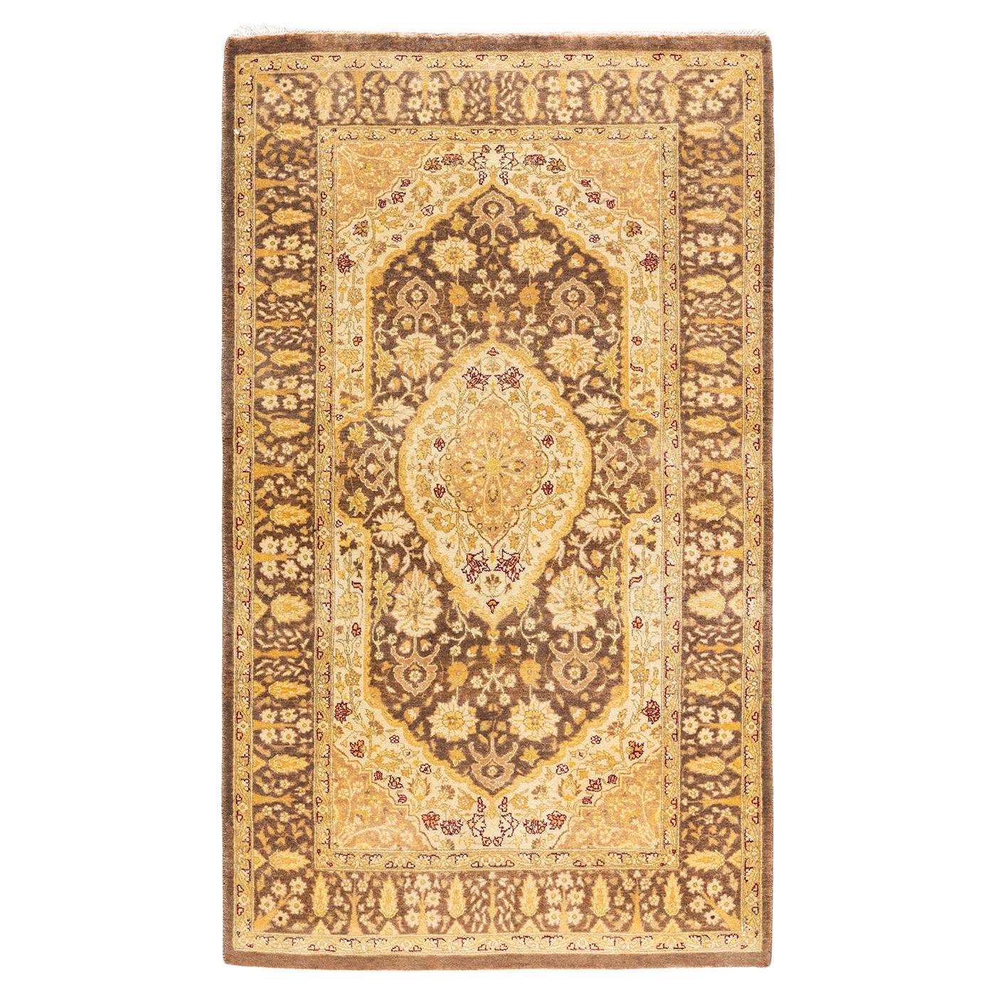 One-Of-A-Kind Hand Knotted Oriental Mogul Brown Area Rug For Sale