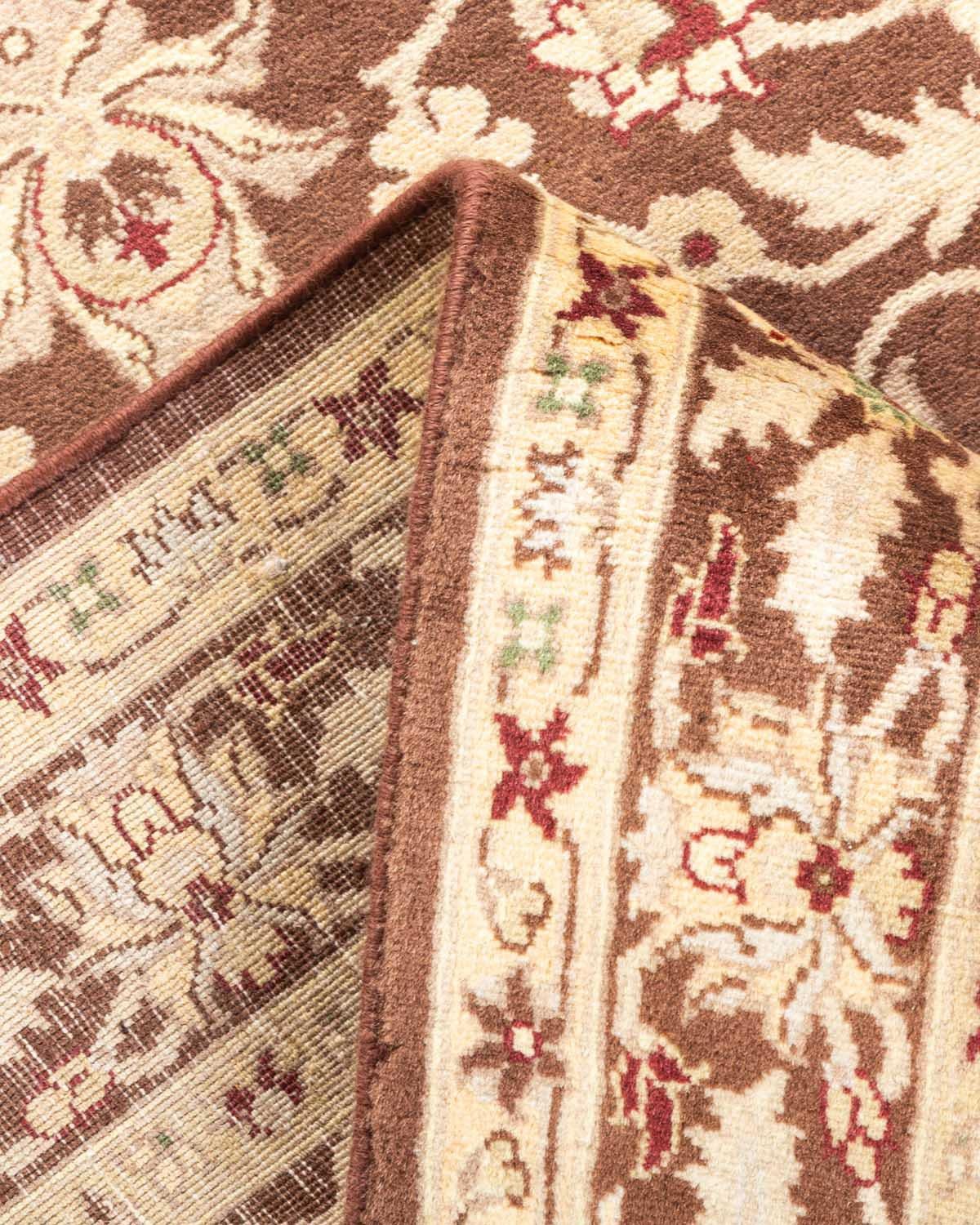 Handgeknüpfter orientalischer Mogul-Teppich in Braun, Unikat (Wolle)