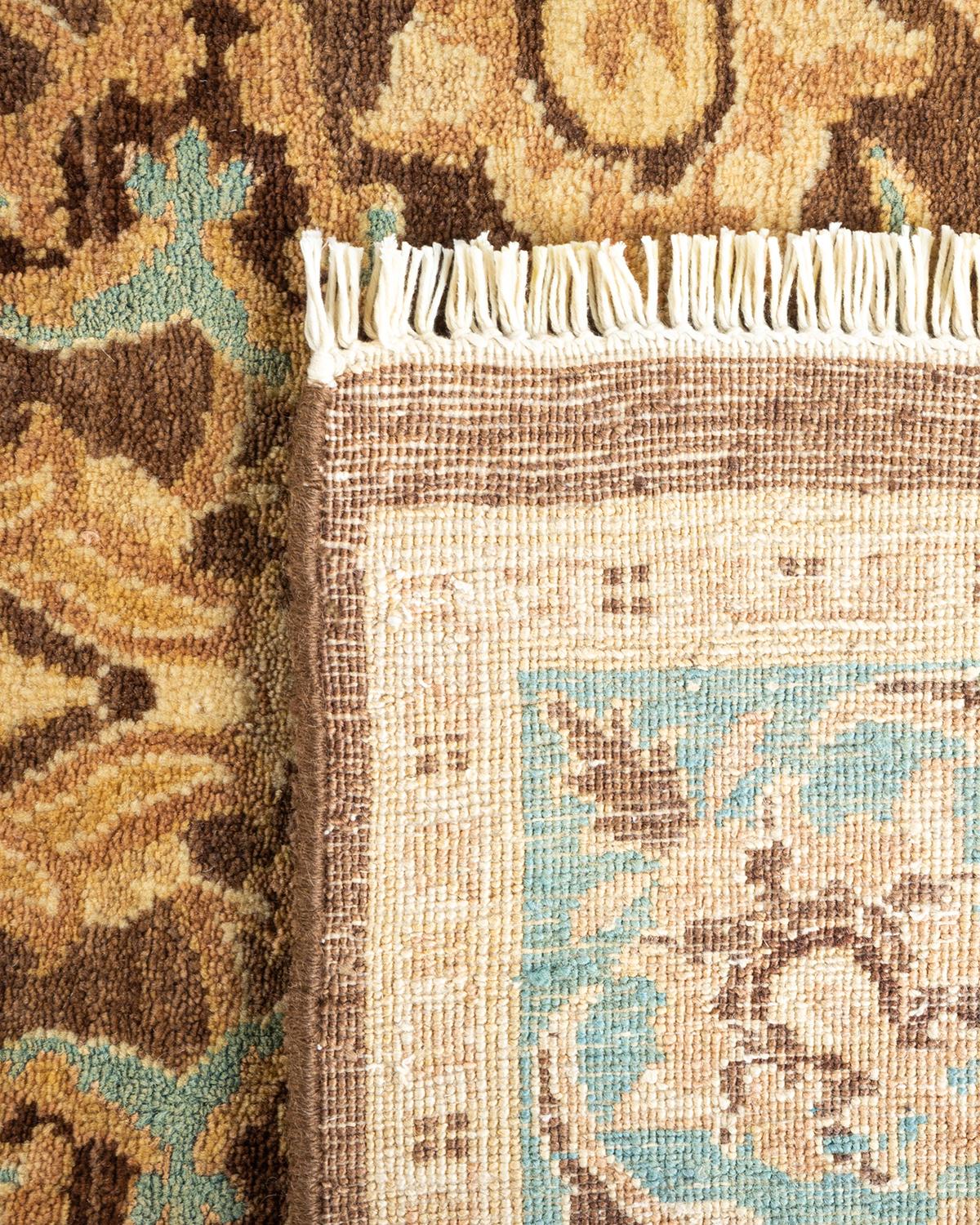 Contemporary One-Of-A-Kind Hand Knotted Oriental Mogul Brown Area Rug For Sale