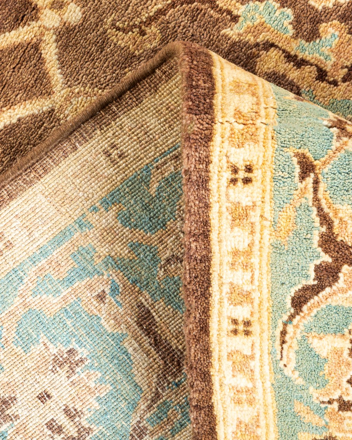 Wool One-Of-A-Kind Hand Knotted Oriental Mogul Brown Area Rug For Sale