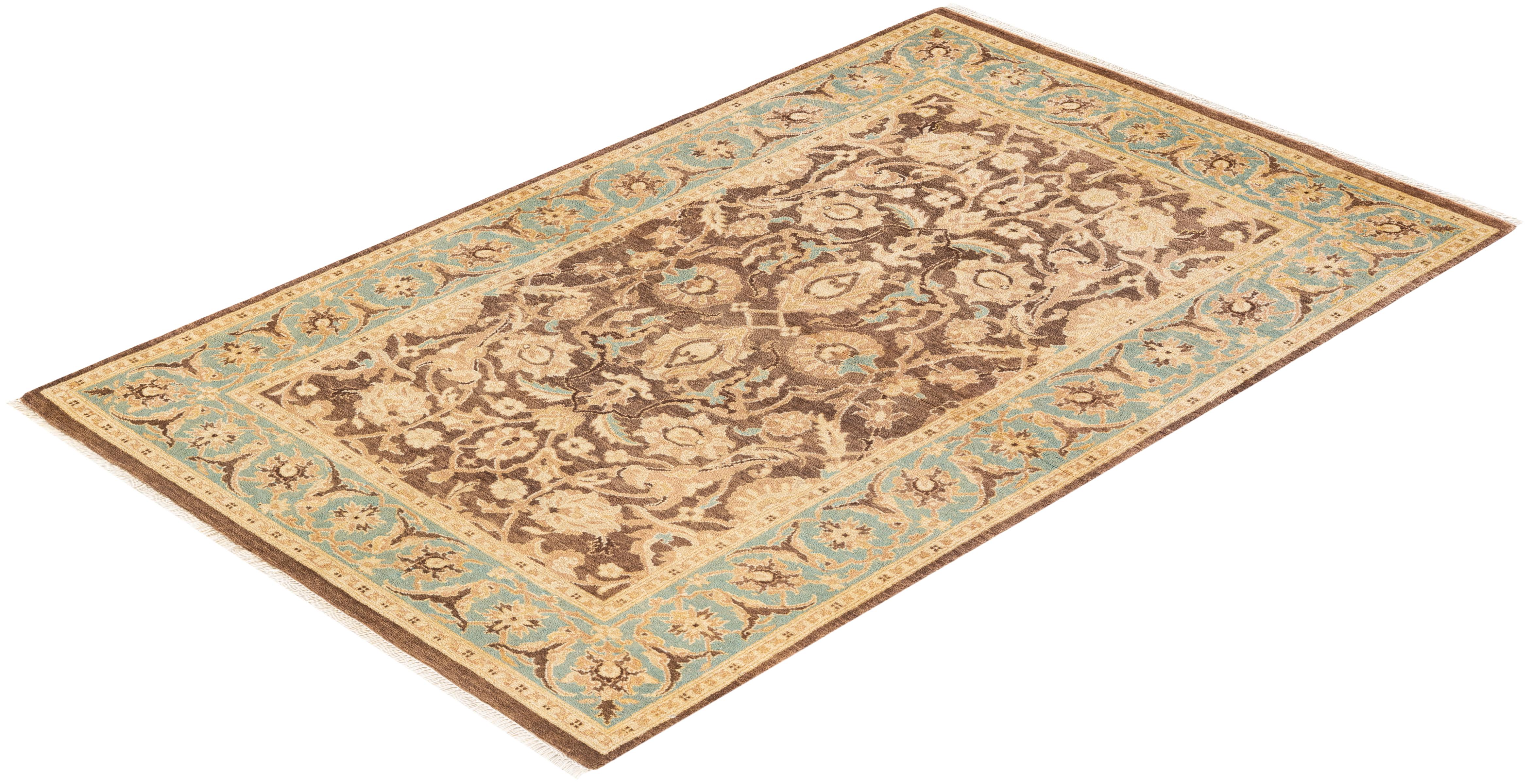 One-Of-A-Kind Hand Knotted Oriental Mogul Brown Area Rug For Sale 2