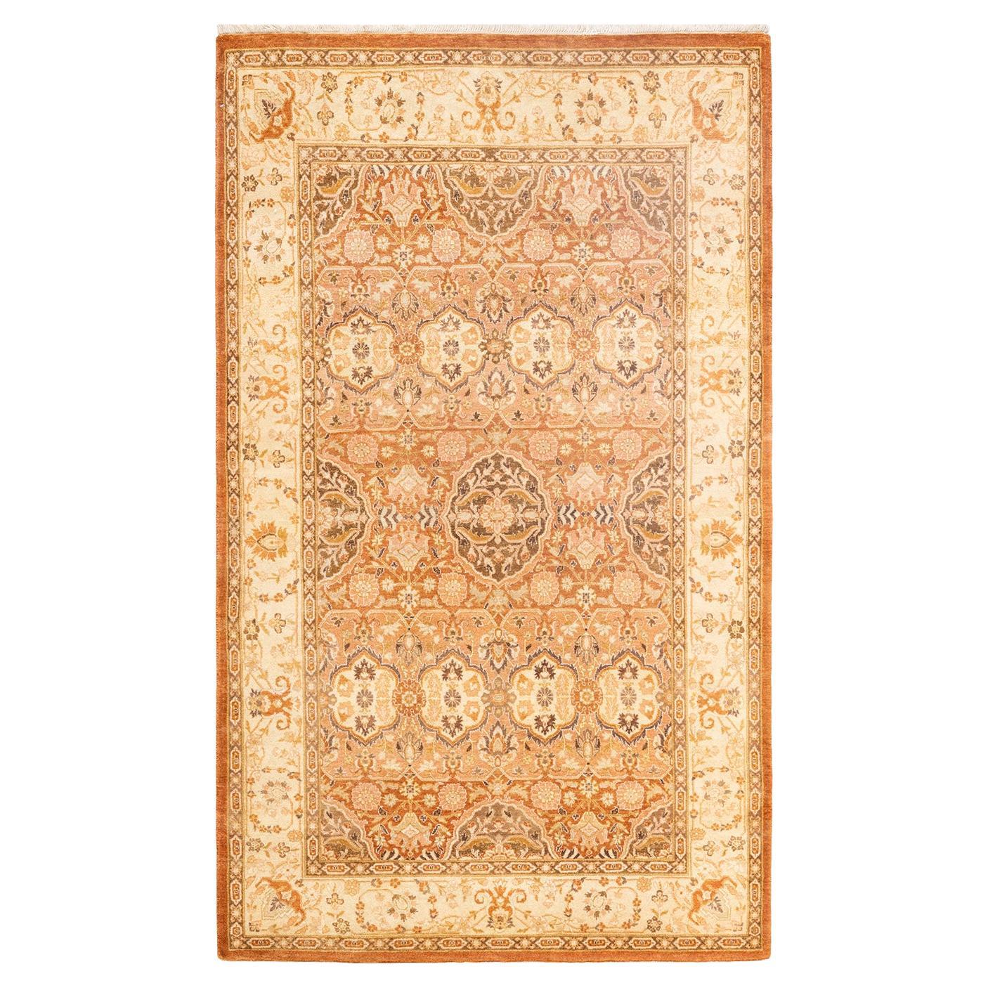 One-Of-A-Kind Hand Knotted Oriental Mogul Brown Area Rug 4' 0" x 6' 7" For Sale