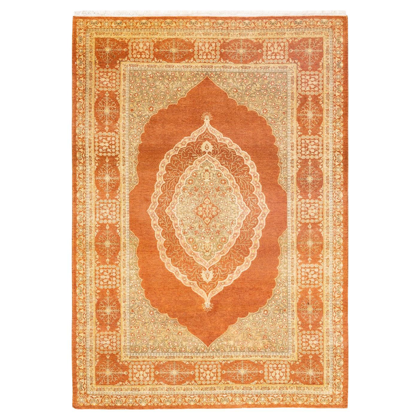 One-of-a-Kind Hand Knotted Oriental Mogul Brown Area Rug