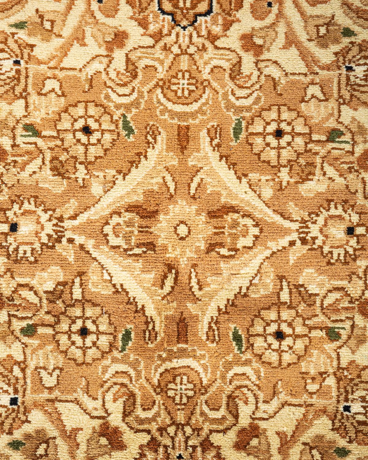 Pakistani One-of-a-kind Hand Knotted Oriental Mogul Brown Area Rug For Sale