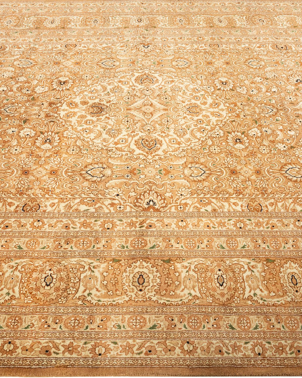 One-of-a-kind Hand Knotted Oriental Mogul Brown Area Rug In New Condition For Sale In Norwalk, CT