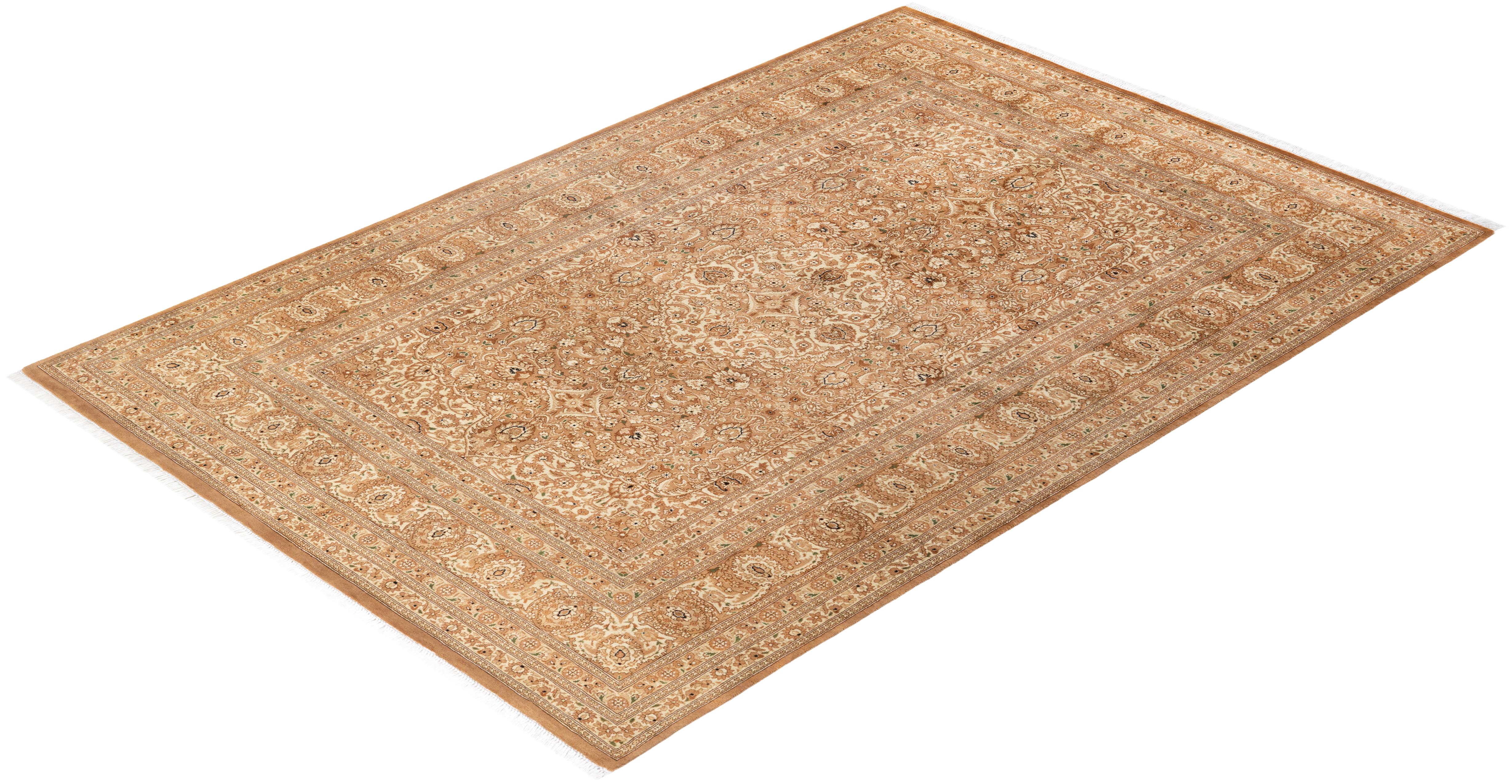 One-of-a-kind Hand Knotted Oriental Mogul Brown Area Rug For Sale 2