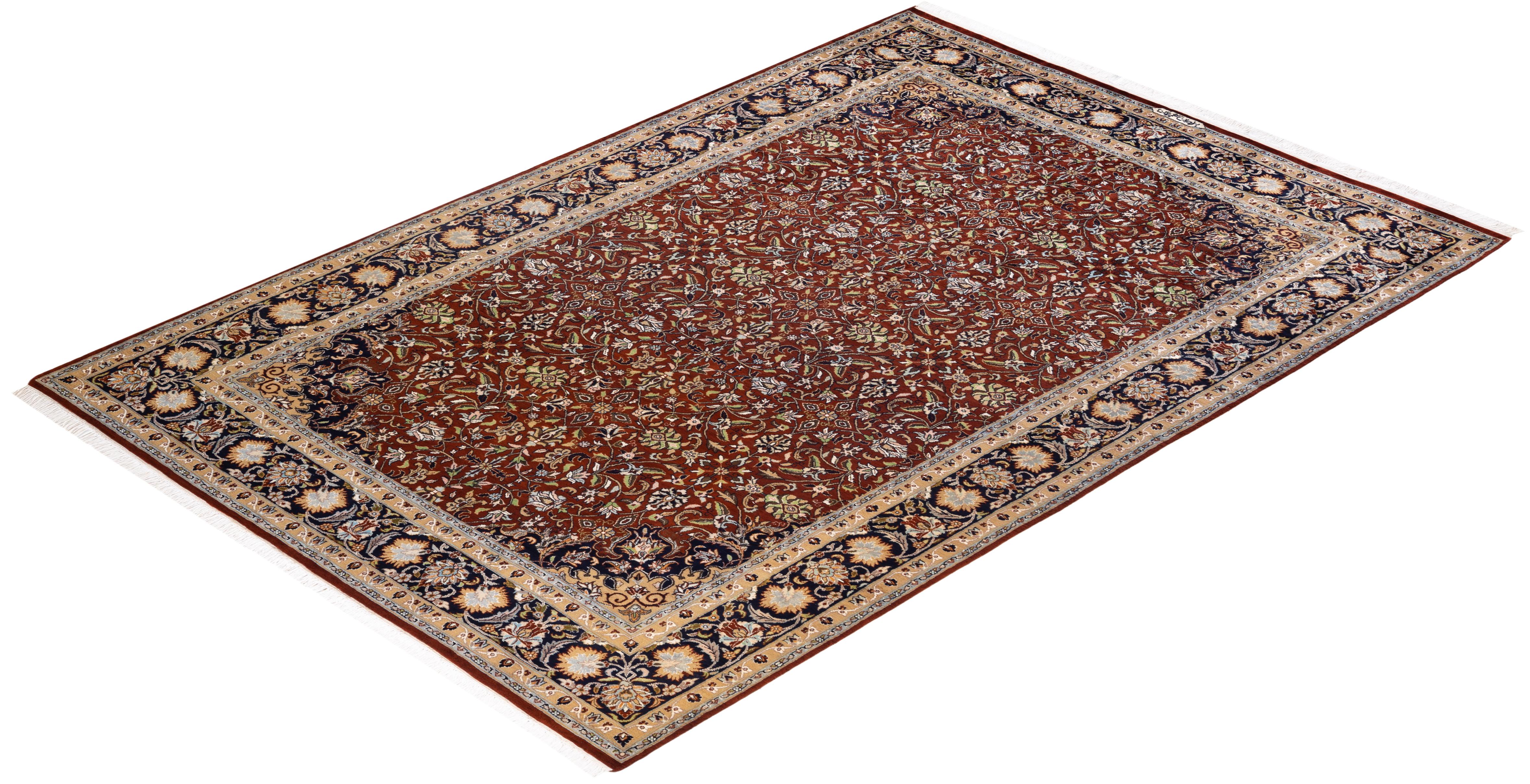 One-of-a-kind Hand Knotted Oriental Mogul Brown Area Rug For Sale 2