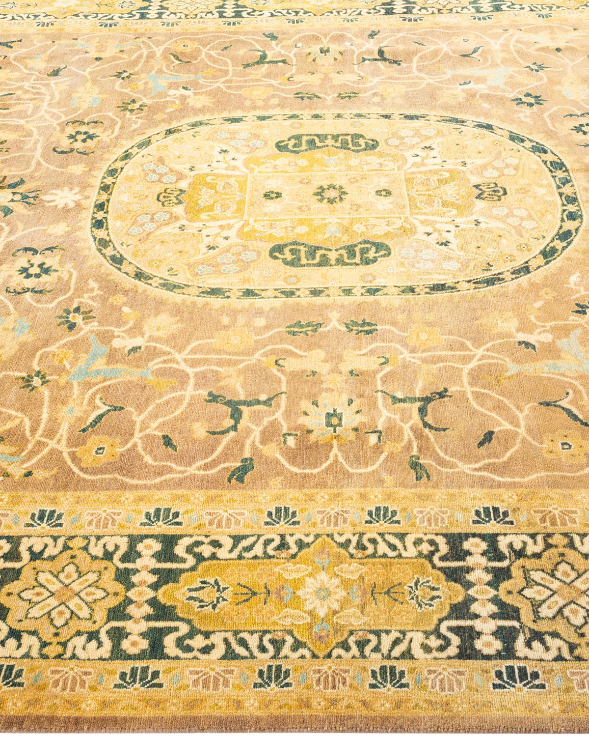 Tapis Oriental Mogul marron noué à la main, unique en son genre Neuf - En vente à Norwalk, CT