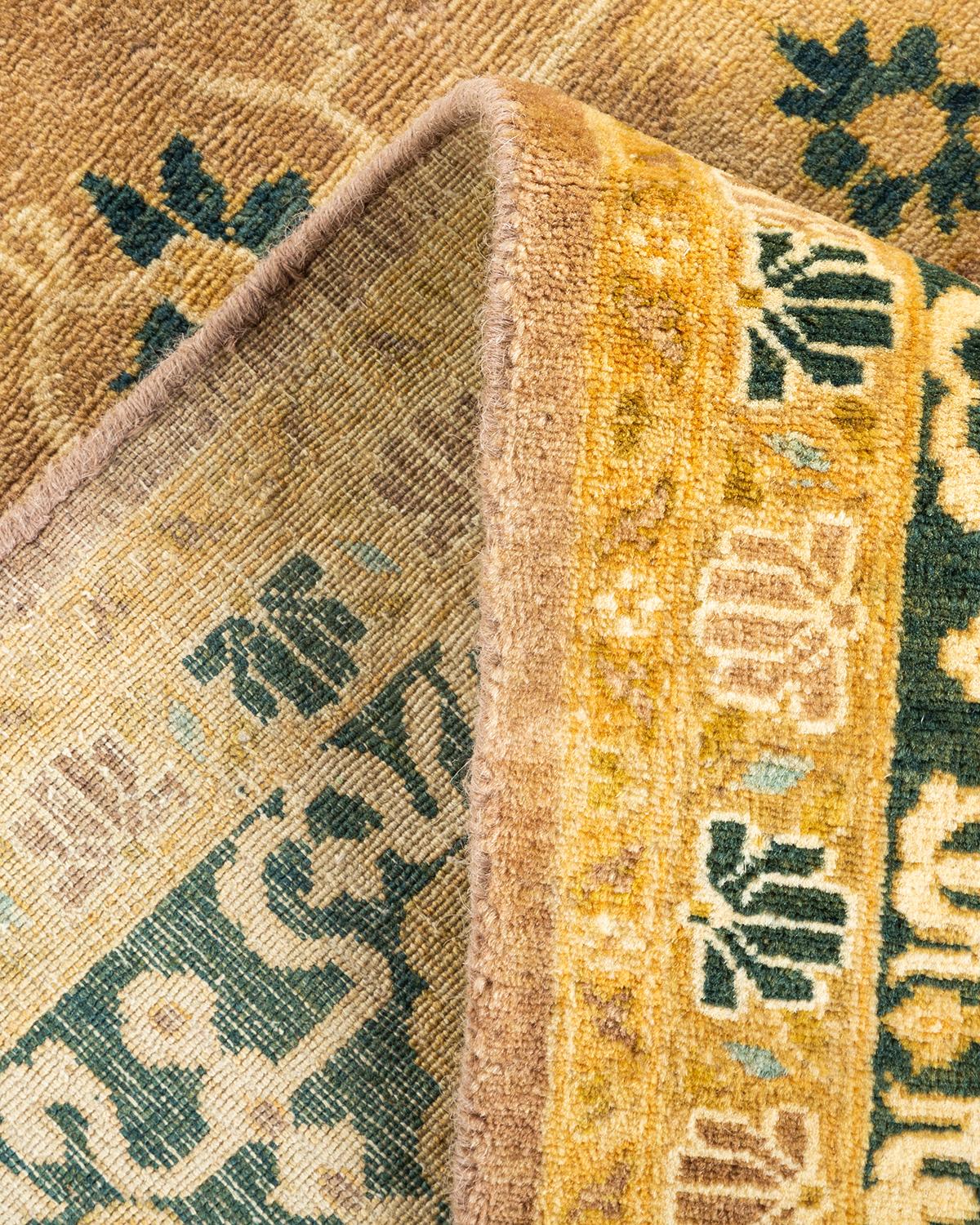 Laine Tapis Oriental Mogul marron noué à la main, unique en son genre en vente