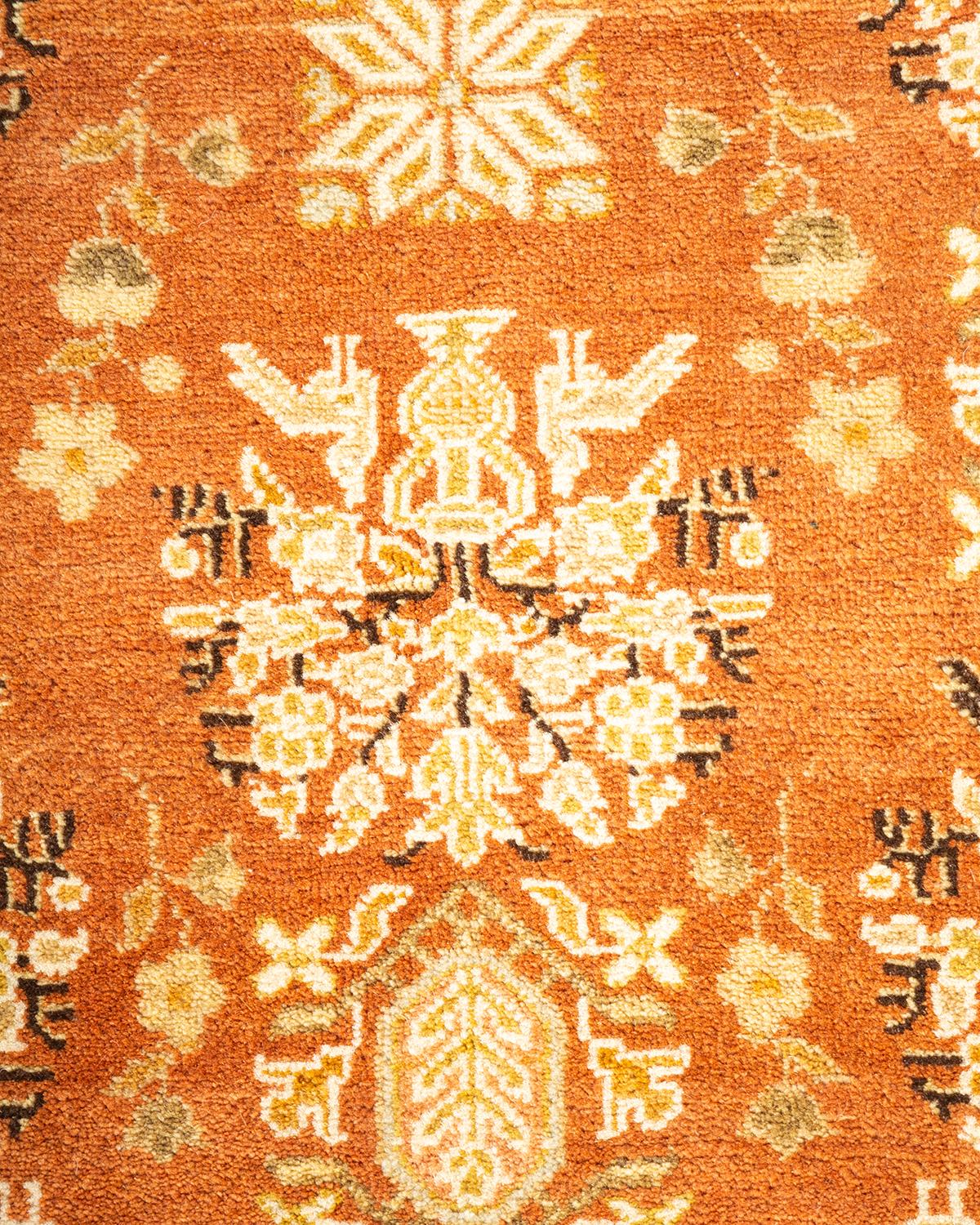 Pakistani One-of-a-Kind Hand Knotted Oriental Mogul Brown Area Rug For Sale