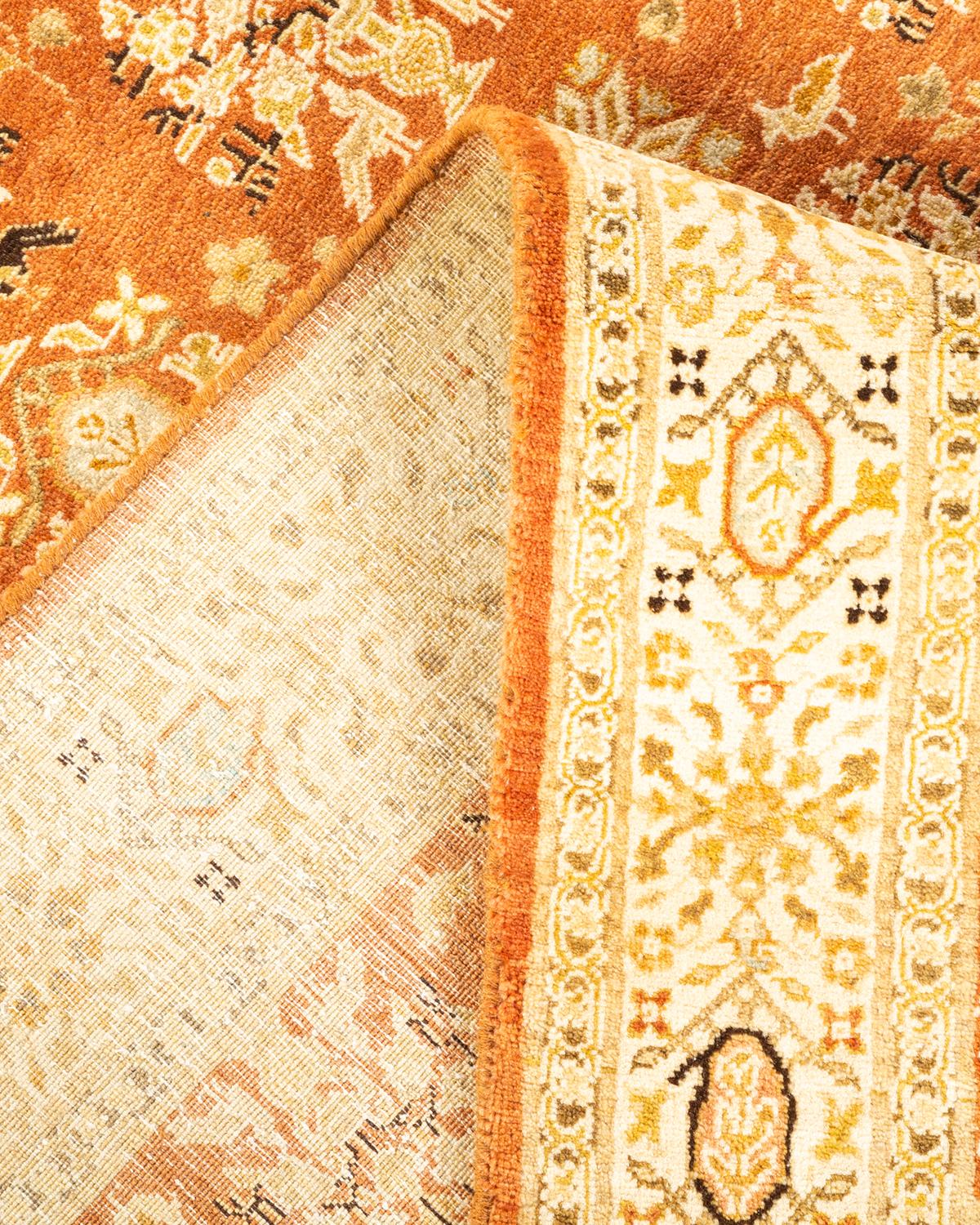 Wool One-of-a-Kind Hand Knotted Oriental Mogul Brown Area Rug For Sale