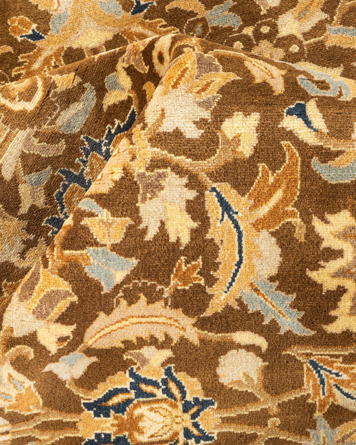 Einzigartiger handgeknüpfter Orientteppich Mogul Brown Area Rug im Angebot 1