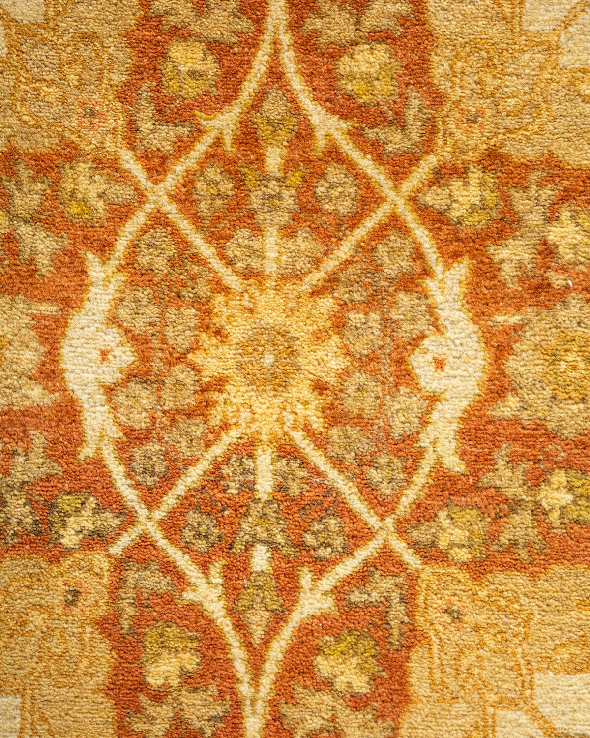 Pakistani One-of-a-Kind Hand Knotted Oriental Mogul Brown Area Rug For Sale