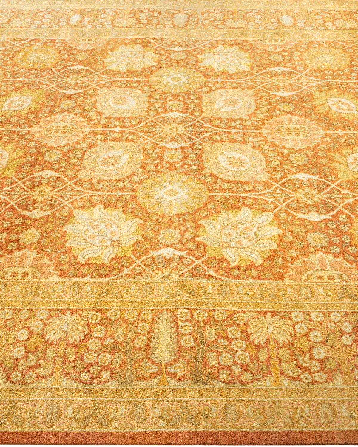 One-of-a-Kind Hand Knotted Oriental Mogul Brown Area Rug In New Condition For Sale In Norwalk, CT