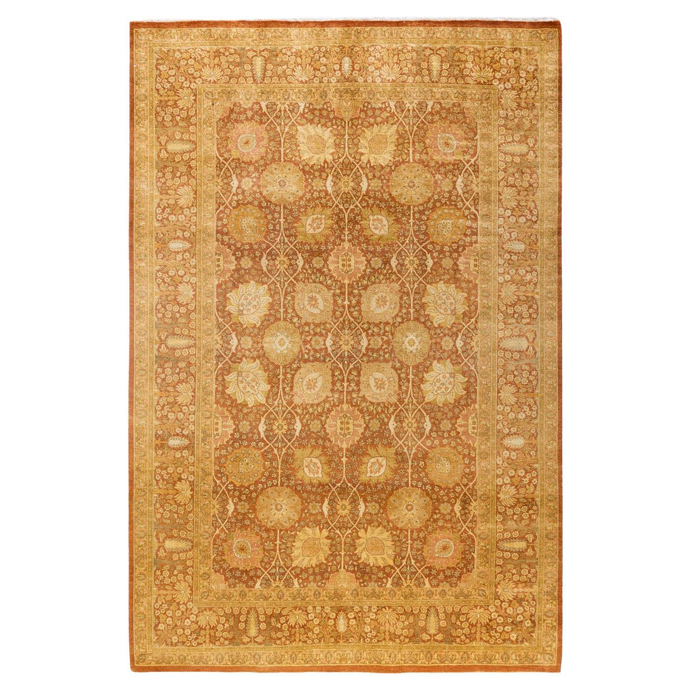 One-of-a-Kind Hand Knotted Oriental Mogul Brown Area Rug For Sale